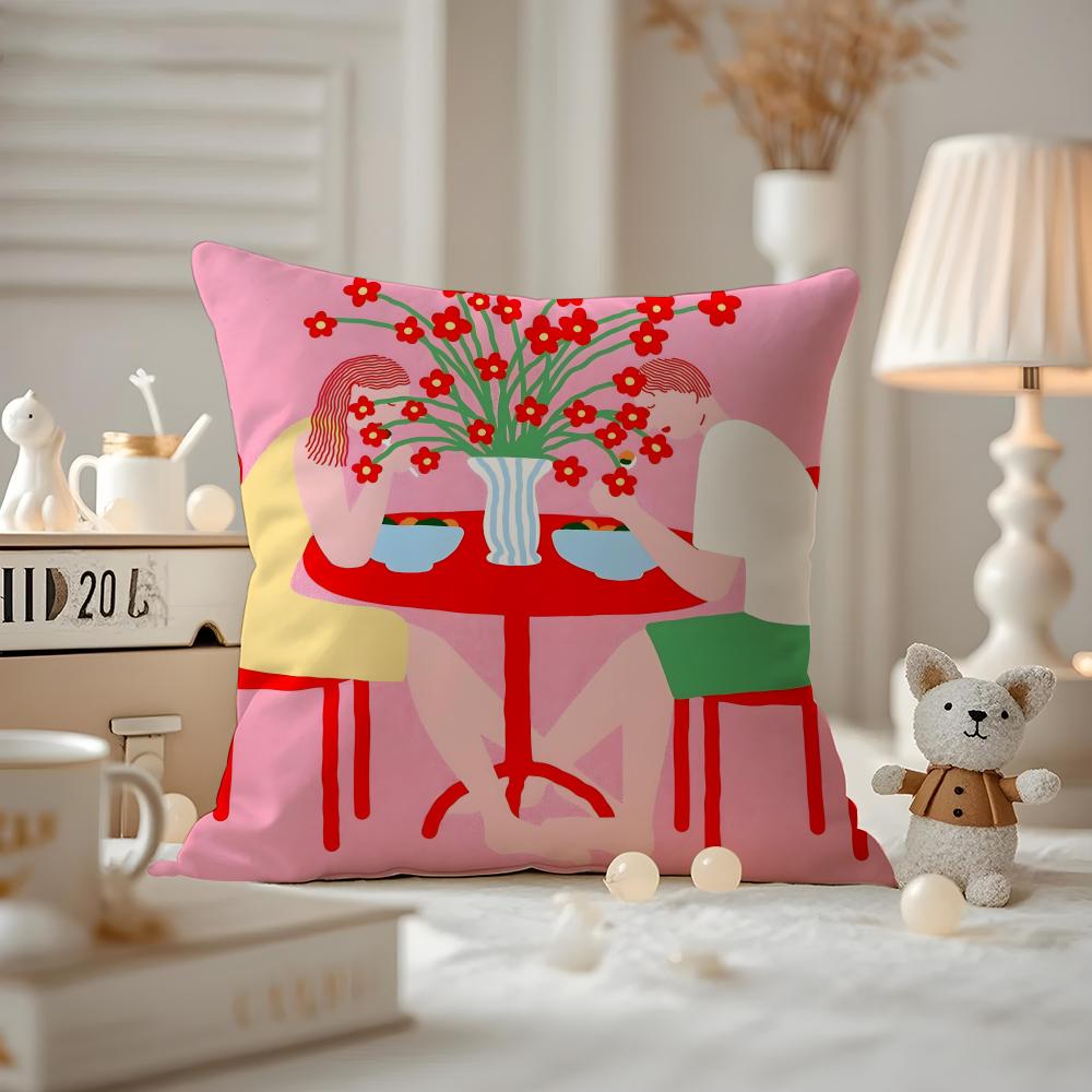 Love And Relationships In Everyday Life Cushion Cover Pattern Printed Pillowcase For Living Room Sofa Cushion Cover & Bedroom De