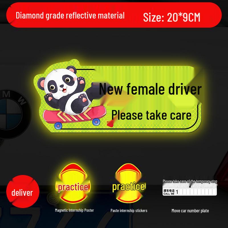 Magnetic Reflective Car Stickers for New Female Drivers