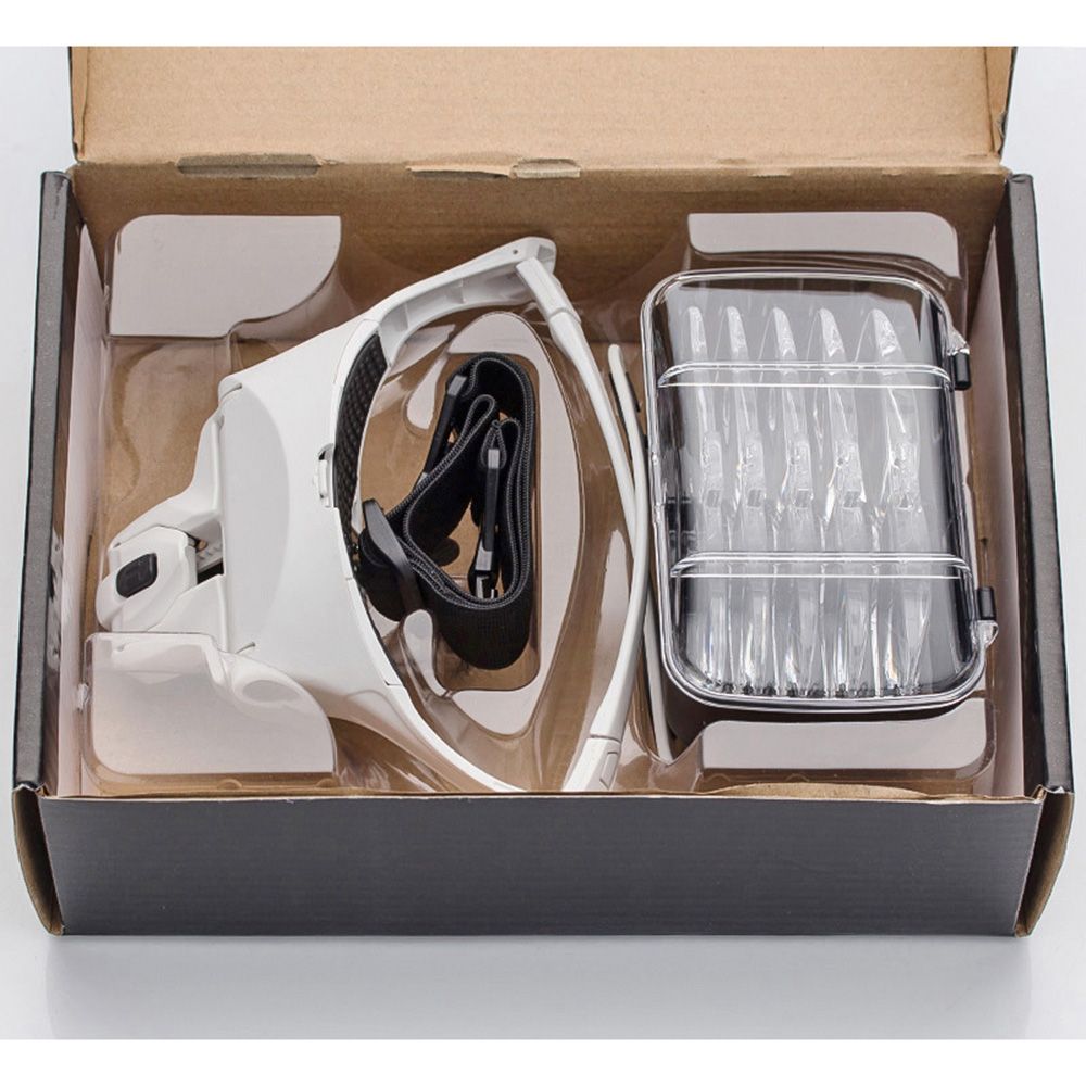 Headband Watch Bright LED Light Head Magnifying Glass Loupe With 5 Lens