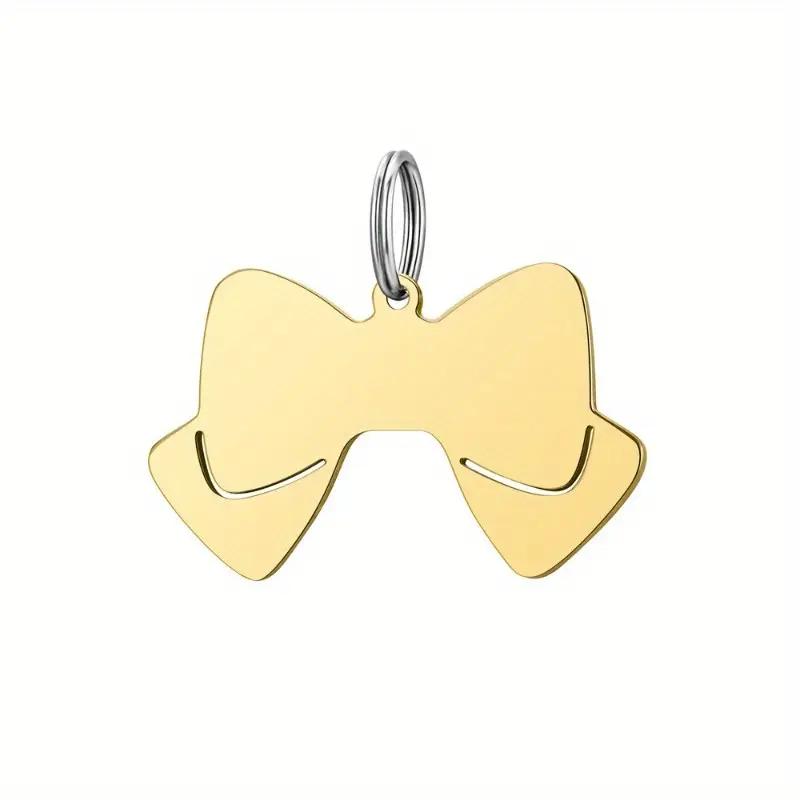 Double Side Personalized Name Bow Dog Pendant Bow Tie Pet Collar Accessories Cat Dog Tag Puppy ID Customized Anti-lost Name Tag 7