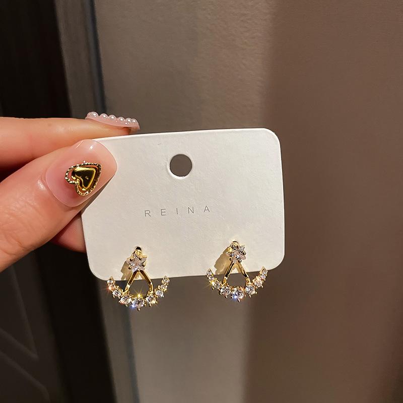 Zircon Women's Earrings 2023 Summer New In Fashion Star Moon Stud Earring Aesthetic Luxury Designer Zircon Wedding Gift