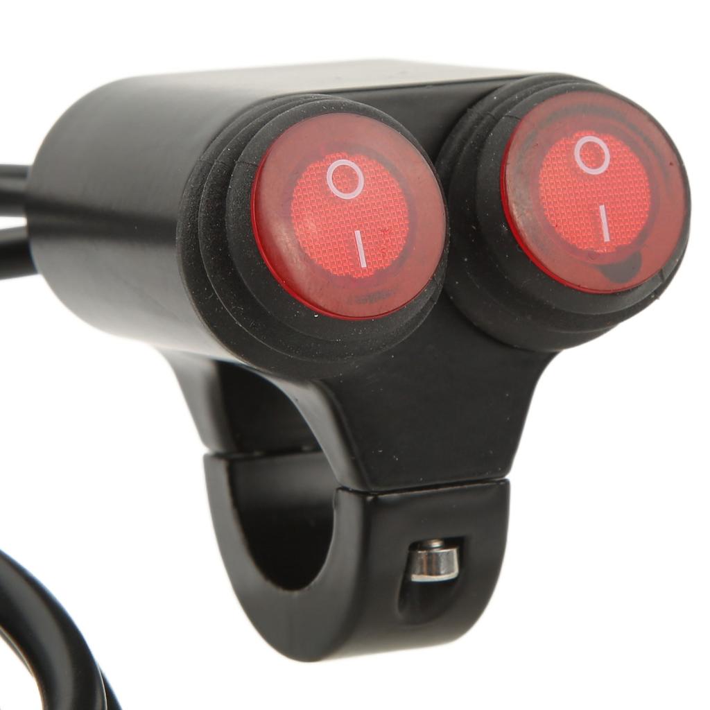 Waterproof Motorcycle Handlebar Double Control Switch Aluminum Alloy Handlebar Headlight Spotlight On Off Switch with
