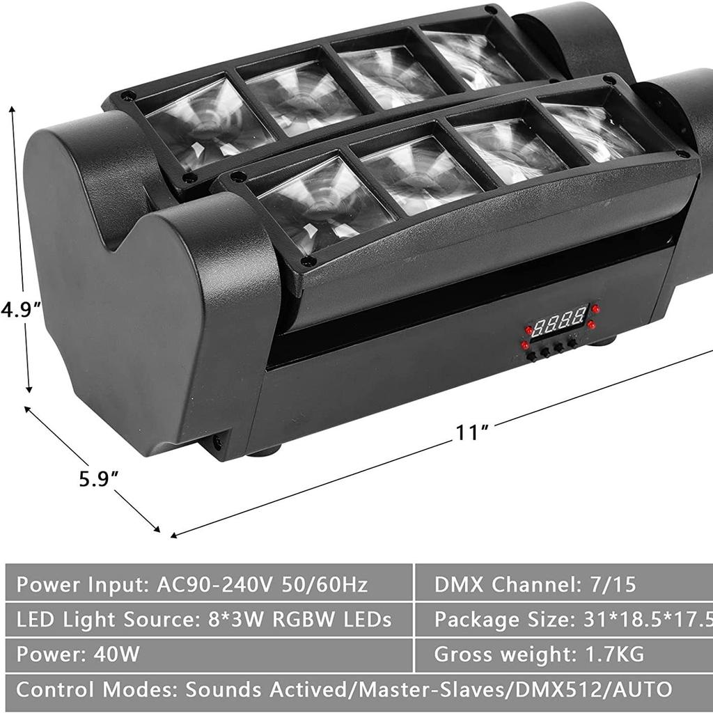 Mini LED 8 Eyes RGBW Voice-activated Moving Head Lights Stage Lighting Beam Lights