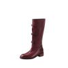 Washed horse skin British style retro thick heel boots women's ankela red merard knight boots tall locomotive boots