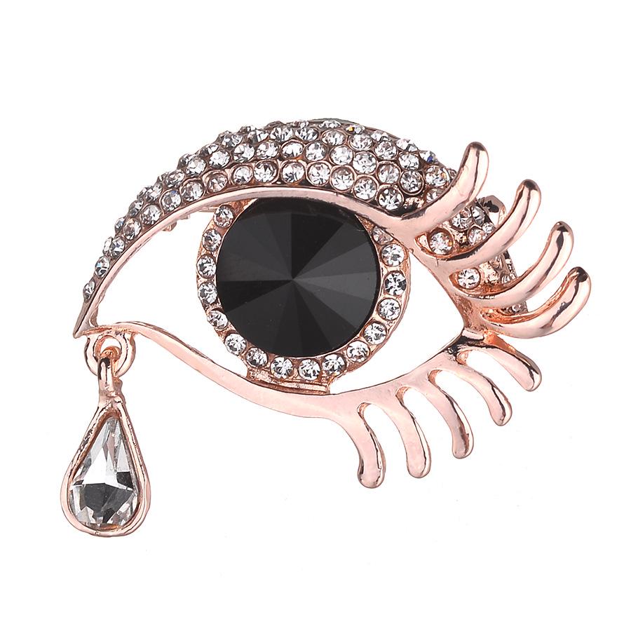 Elegant Crystal Teardrop Eye Brooch