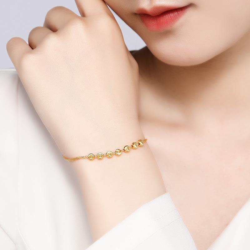 Vietnam Cat's Eye Stone Bracelet with Gold-Plated Brass Beads - Women's Fashion Jewelry Gift