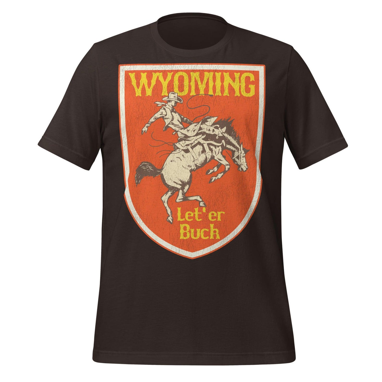 Wyoming Rodeo T-Shirt, Retro  Let-er Buck  Style (Unisex Cotton) XL