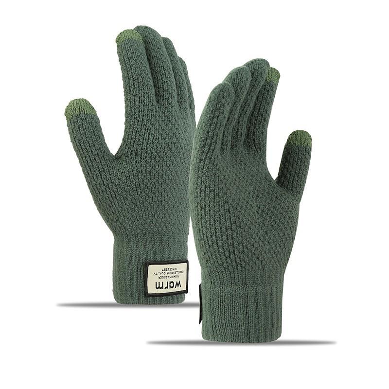 Korean Style Fleece-Lined Touchscreen Wool Gloves for Men - Thick, Warm, Cold-Resistant Hand Protection for Cycling & Outdoor Activities