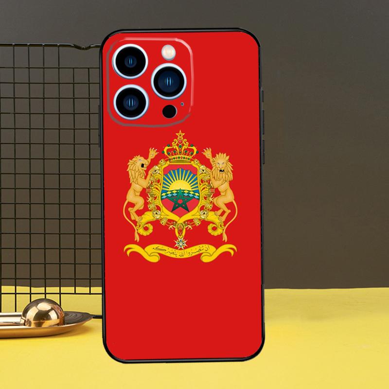 Morocco Flag Coat Of Arms Funda For iPhone 12 13 Mini 11 14 15 Pro Max XS X XR SE 2020 7 8 14 15 Plus Phone Case