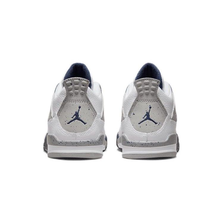 Air Jordan 4 Retro PS Midnight Navy Kids Sneakers White Light-Smoke-Grey Fire-Red BQ7669-140