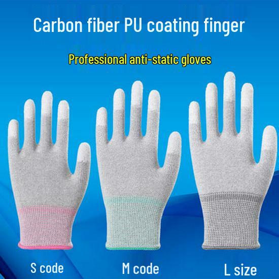 Anti-Static White Carbon Fiber Nylon PU Coated Gloves - Dust-Free, Wear-Resistant, Protective & Labor-Safe