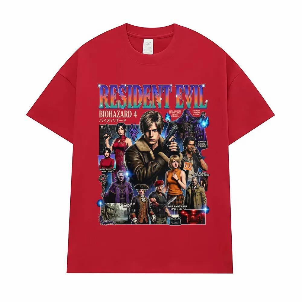 Resident Evil 4 Biohazard Full Character Collage Graphic Oversized T-Shirt Retro Horror Game Streetwear Women And Men T-shirts