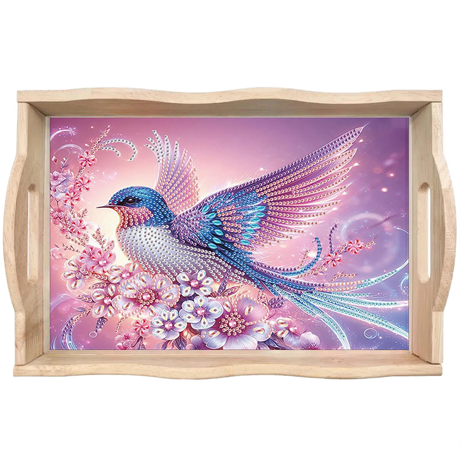 

Diamond Art Painting Wooden Serving Tray with Handle Wooden DIY Diamond Painting Tray Kit for Home Dining and Parties