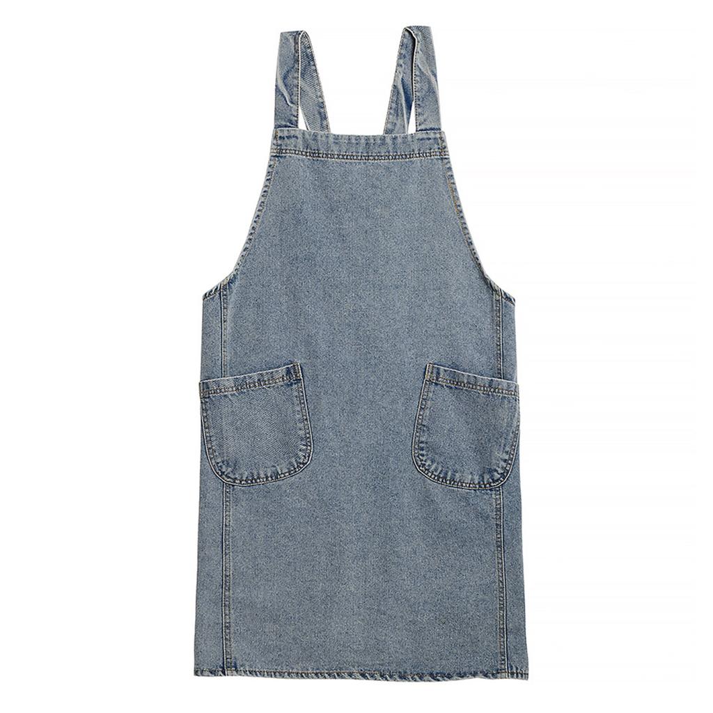 Versatile Denim Apron for Home Chefs Easy Care and Breathable Fabric Cotton Denim Apron for Cooking and Cleaning