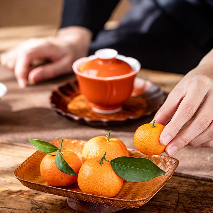 Song Style Bamboo Woven Small Snack Tray: Chinese Tea, Fruit Plate, Wedding Ornament