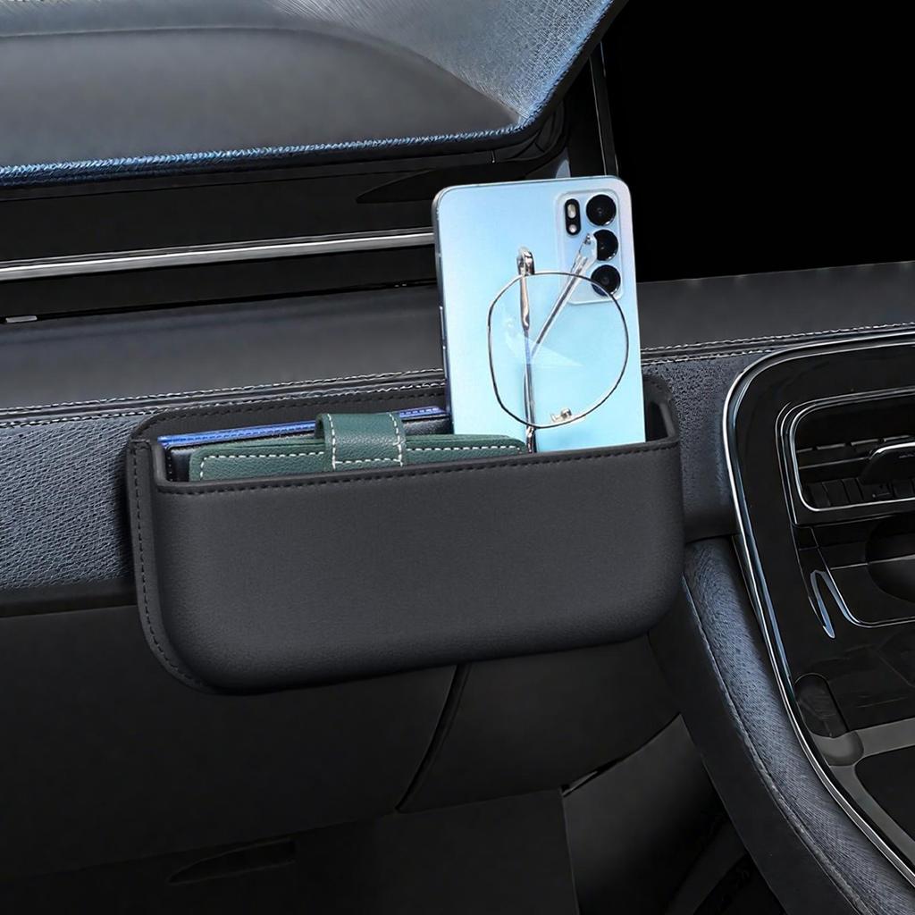 Car Side Pocket Organizer PU Leather Self-Adhesive Sunglass Holder Car Multi-purpose Holder Case Auto Storage Pocket Organizer