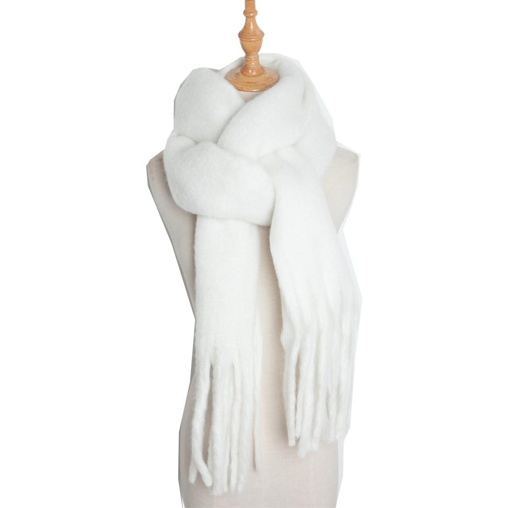  Solid Thick Cashmere Scarf for Women Large Wool Blanket Pashmina Winter Warm Shawl Wraps Bufanda Female With Tassel Scarves