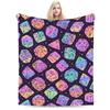 DnD Roll the Dice Dark Rainbow Blankets Flannel Print Multifunction Warm Throw Blanket for Home Outdoor Bedding Throws