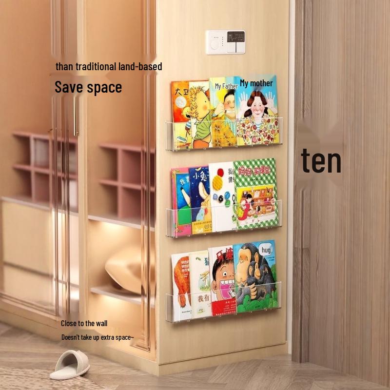 Creative Wall-Mounted Bookshelf: No-Drill Children's Book Display & Storage Rack