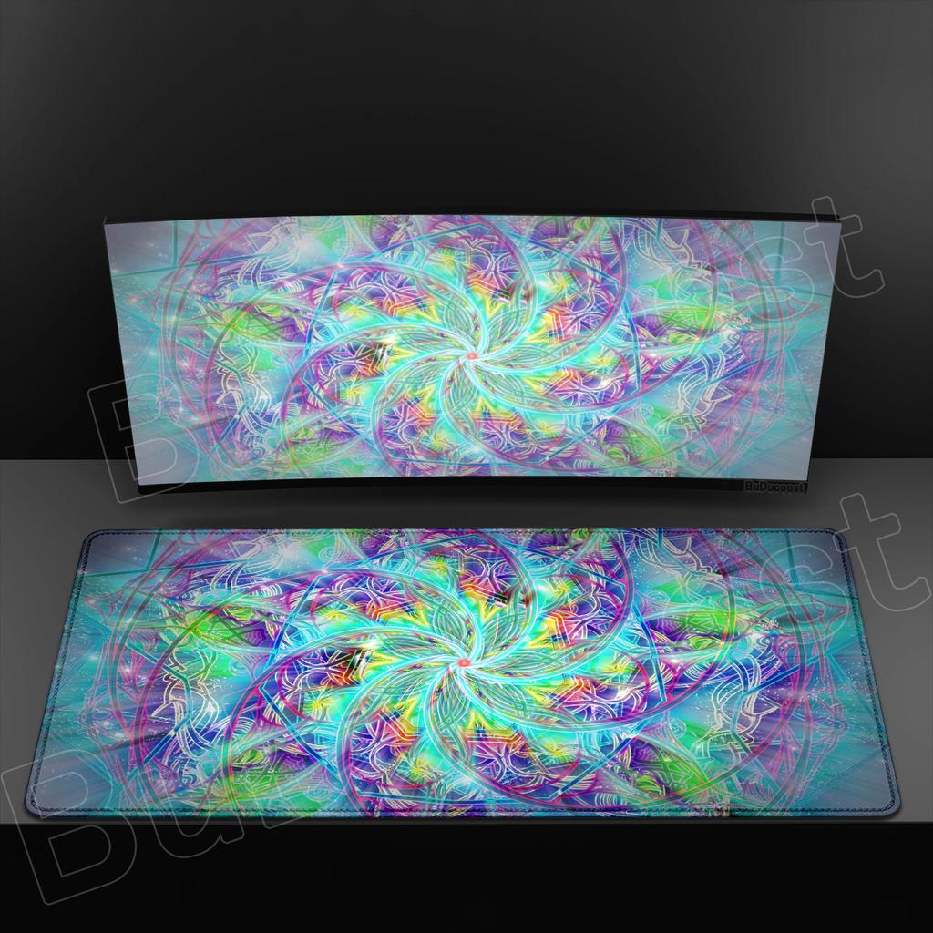 Mandala Mauspads Gaming Zubehör Büro Gamer Tastatur Cooles Technologie Muster Schreibtischunterlage Rutschfest Laptop Großes Gummi-Mauspad