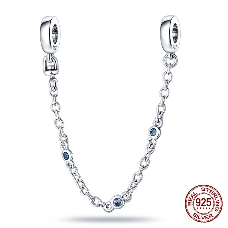 Chaîne de sécurité Argent Sterling 925 Nouveau 100% Argent Sterling 925 Floral Chaîne de sécurité avec fermeture éclair pour femmes originales