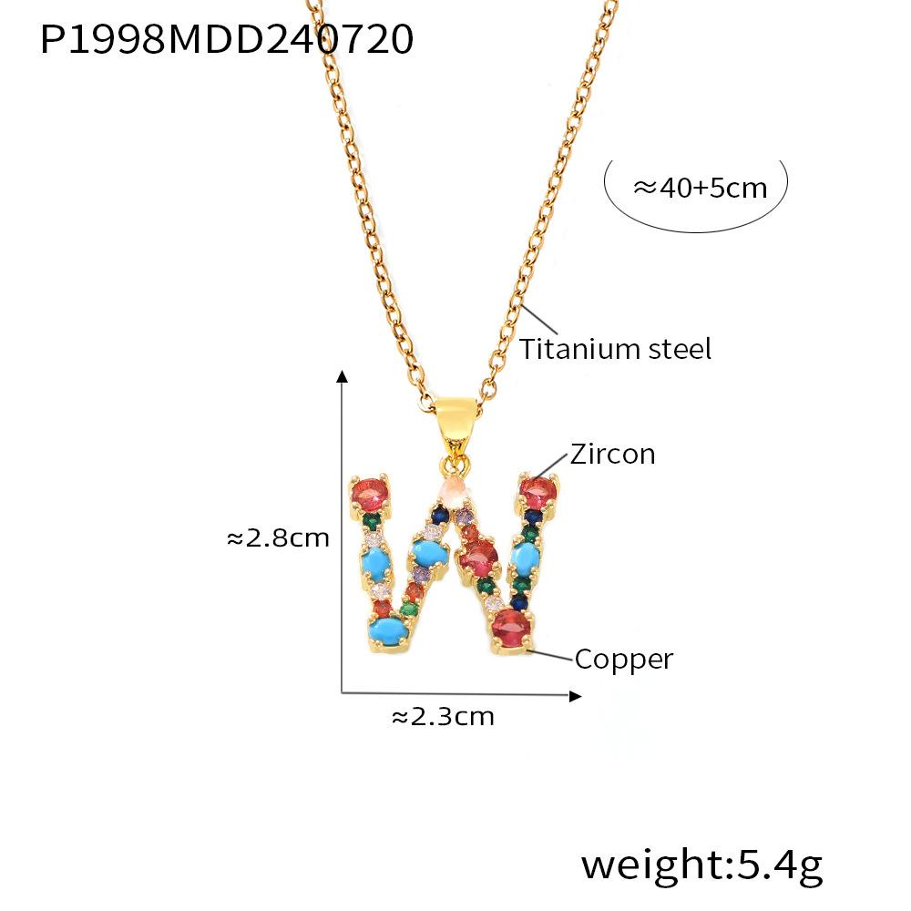 Zircon colorat cu microincrustație de cupru 26 de litere englezești, pandantiv individual personalizat, nișă, lanț clavicular hip-hop