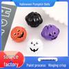 Round Halloween Pumpkin Ghost Face Orange Jingle Bell - In Stock