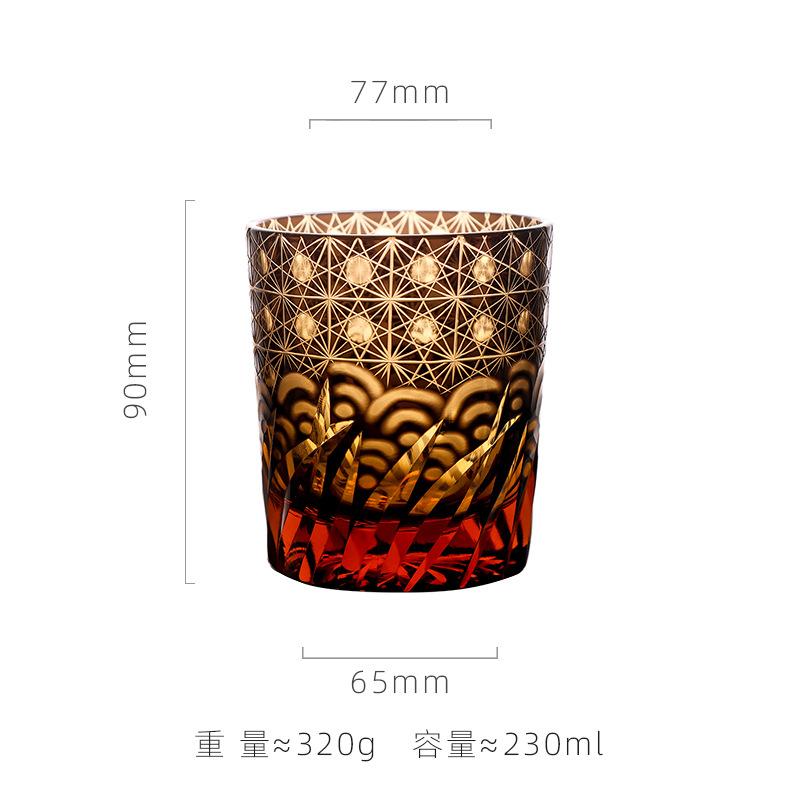 Japanese Hand Carved Edo Kiriko Crystal Glass Whiskey Cup For Men Collectible Barware