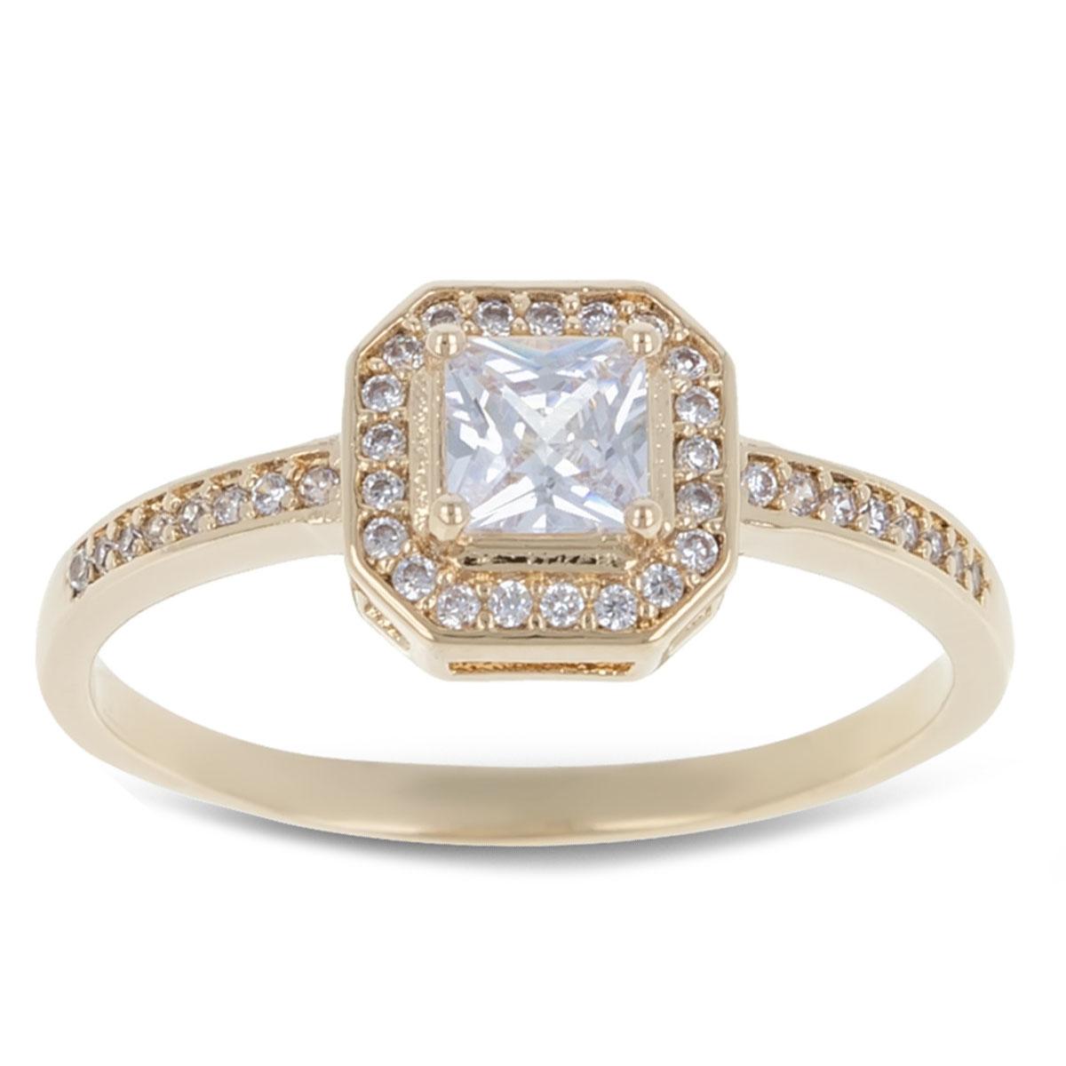 

Bague Plaqué Or Sissi blanc doré - 9x9 mm