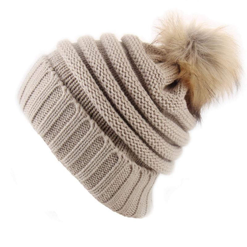 Stylish Winter Women's Knitted Beanie Hat With Versatile Pom Pom Design And Warm Material