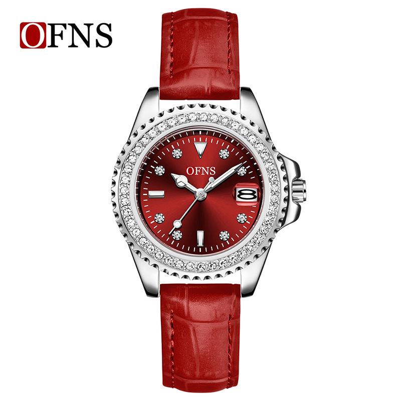 Women's Quartz Watch Simple Diamond Inlaid Waterproof Luminous Calendar Three Needle Business Fashion Women's Watch