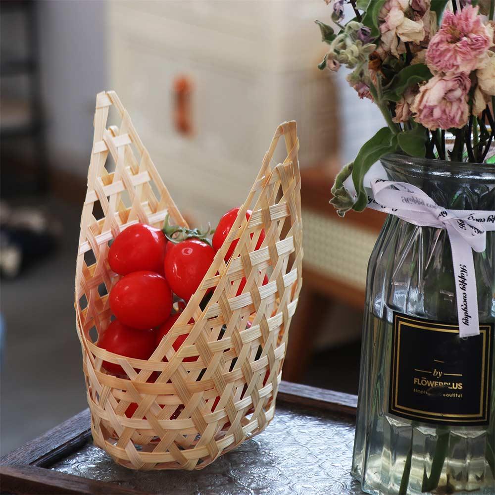 3pcs Retro Storage Box Bamboo Woven Fruit Basket Storage Supplies Gift Packaging Basket  Zongzi
