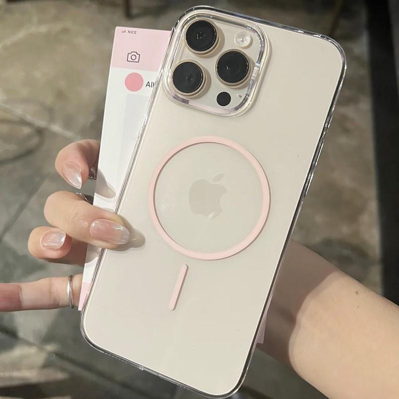 Ultra Thin Transparent Wireless Charge Magsafe Phone Case for iPhone 12 13 14 15 16 Pro Max Plus Magnetic Hard PC Clear Cover