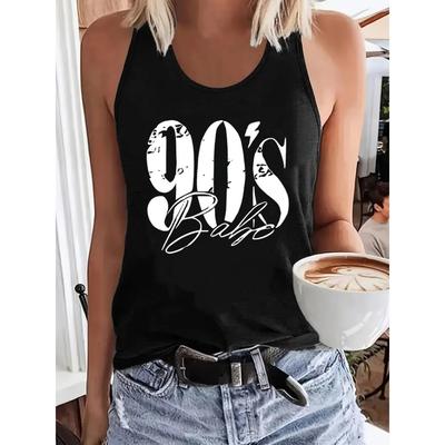 Street Wear Hip-hop T-shirt Vest Women's Sleeveless Round Neck Casual Top