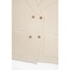 Blazer Long en Tricot Côtes Crème Double-Boutonnage pour Femme Style Décontracté Bureau Manches Longues Vêtement d'Extérieur