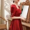 Satin Toast Dress Bride Summer Satin Wedding Dress Women Can Usually Wear Engagement Banquet Back Door Skinny Long