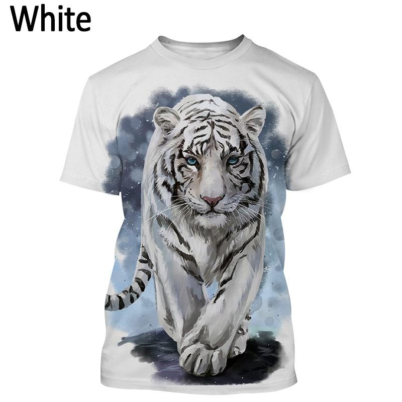Summer Round Neck Tiger Pattern 3D Print Top Fashionable Casual Short Sleeved Men's T-shirts