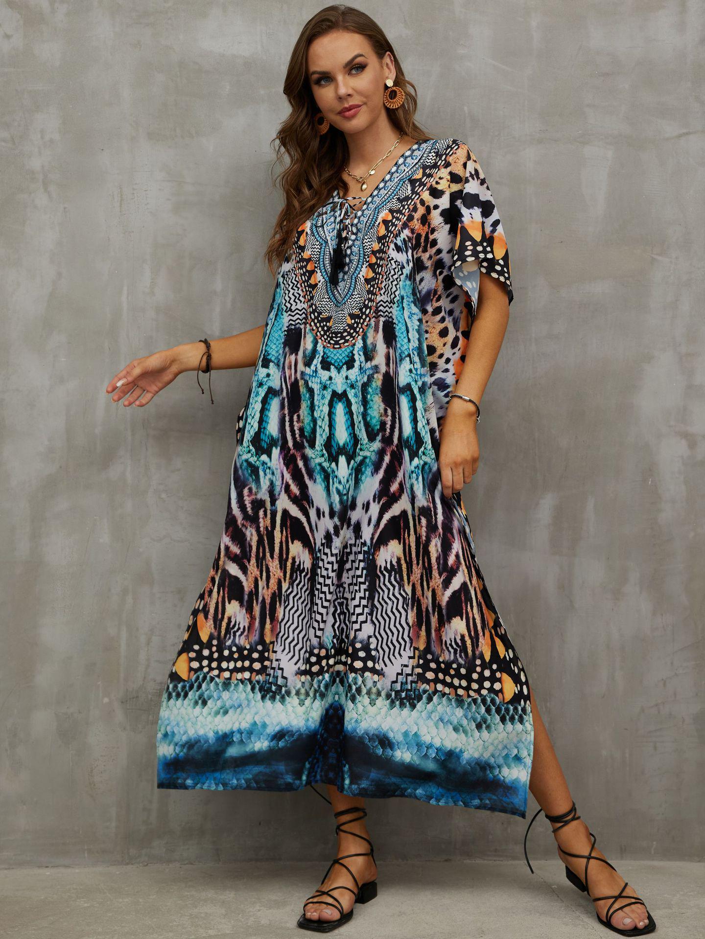 

Принтованное повседневное пляжное кимоно, накидка для бикини, 16 цветов One Size