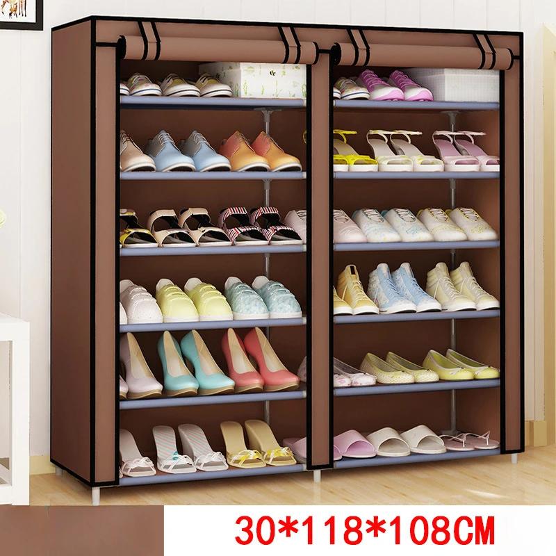Portable Shoe Cabinet Non-woven Fabric Shoe Rack Holder Stylish Shoe Rack with Dust Cover Metal Shoes Storage Rack кофейный 8950₽