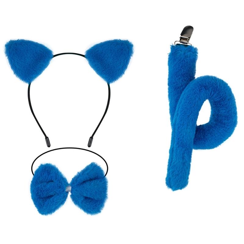 Kids Cats Costumes Set Cats Ears Headbands Tail Bowtie Tutu Skirt Animal Cosplay Costumes for Halloween Christmas Party