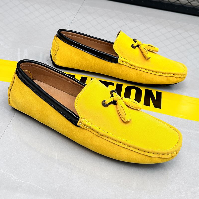 LZD Breathable Men's Suede Leather Fringed Feet Casual Small Leather Shoes Men