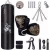 Sacco da boxe - 15 PZ Sospensione Boxe 100cm - Rotazione 360° - Kit 15 pezzi - Pelle PU & Oxford