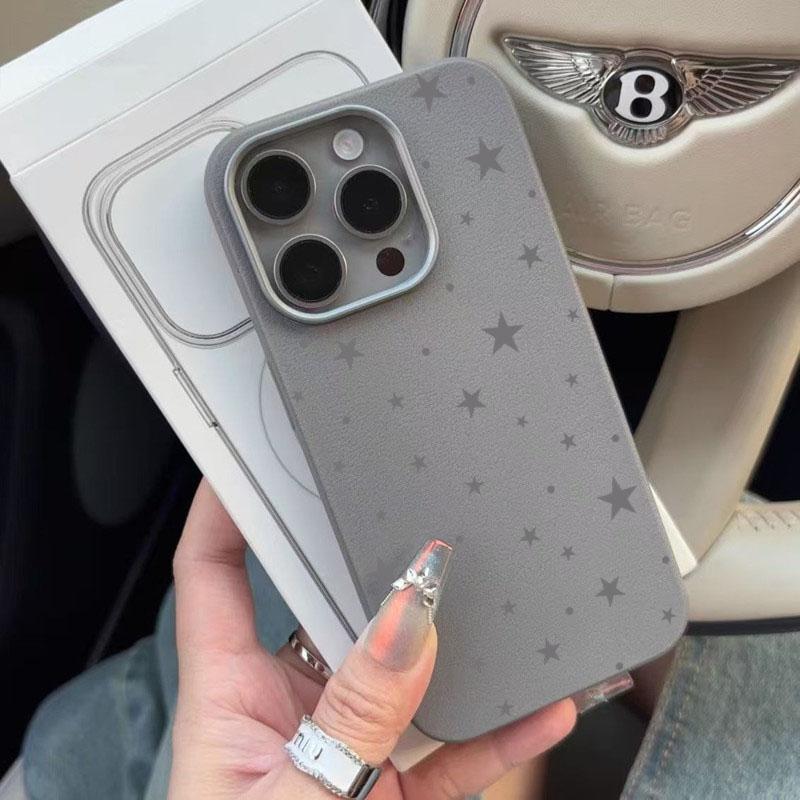 Ins Korean Full Screen Gray Stars Case For Samsung S25 Ultra S24 S23 S22 S21 FE Plus A56 5G A36 A26 A16 A55 A54 A53 Soft Cover