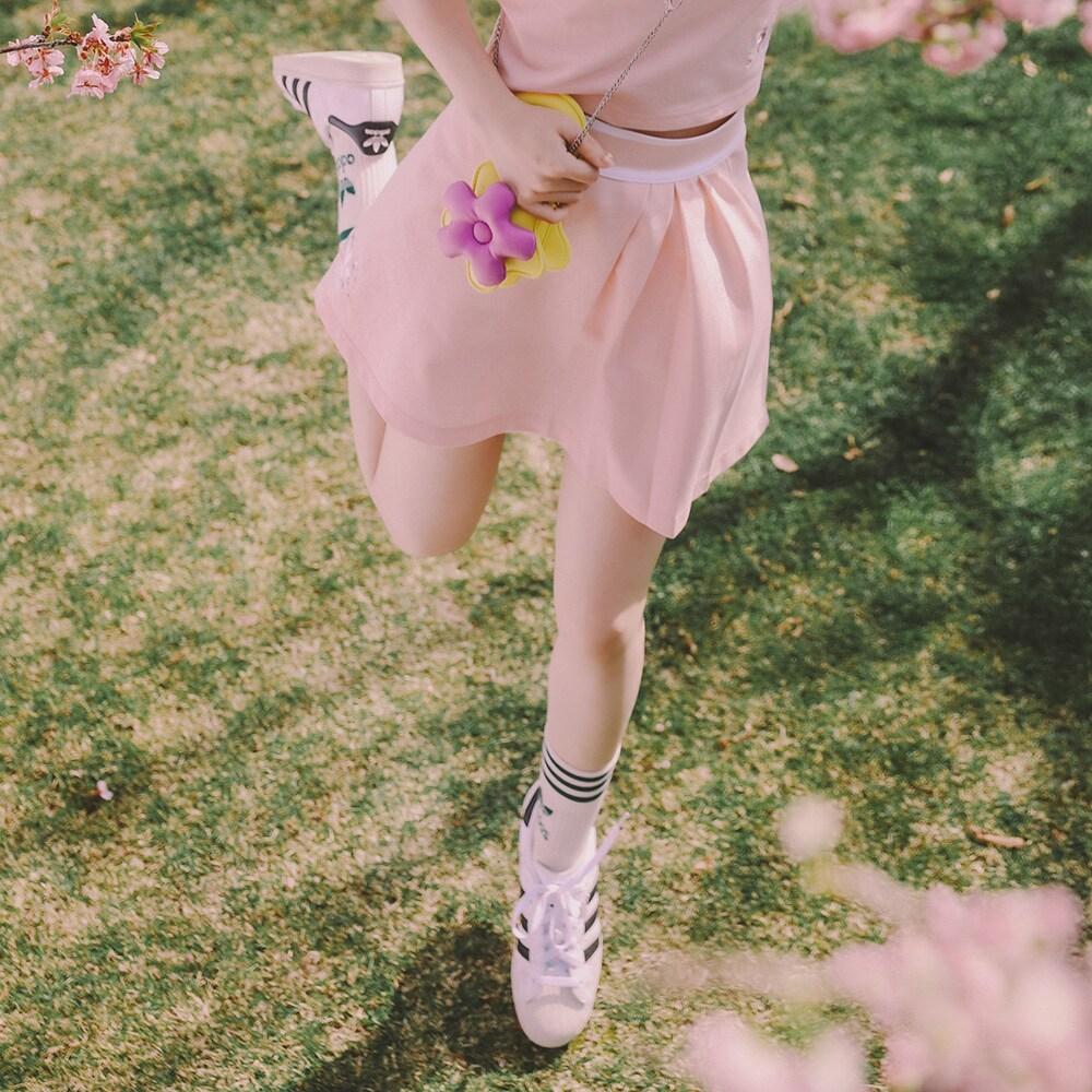 Adidas Originals Trefoil Cherry Blossom Limited Edition Floral Embroidered Sports Mini Skirt Women Bottoms Ice-Pink IP3758