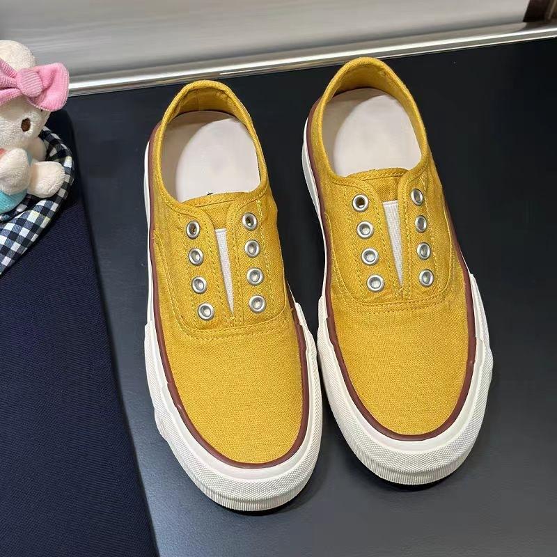 Thick-soled Breathable Linen Contrasting Color Lace-up Round Head Canvas Shoes Women's 2025 New Casual Style Thick-soled Sports Shoes