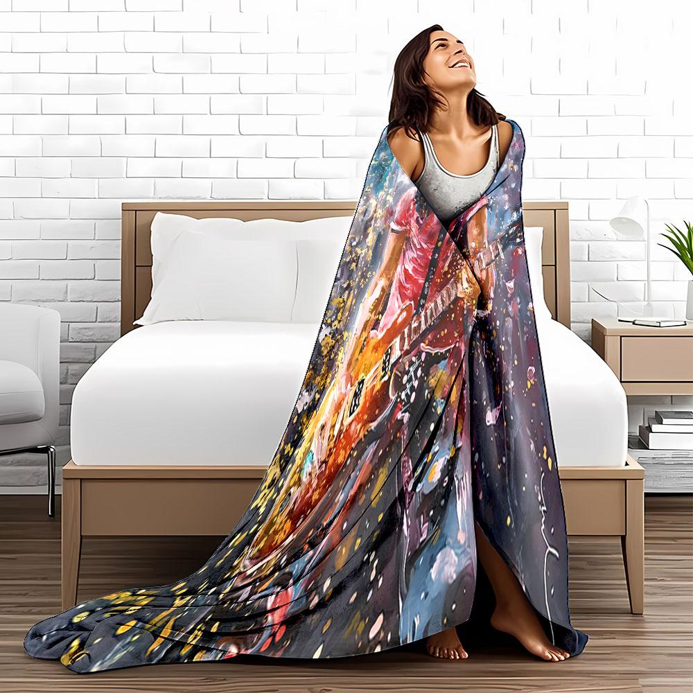 Guitarist In Colorful Style for All Seasons Blanket Lunch Break Throw Gift
