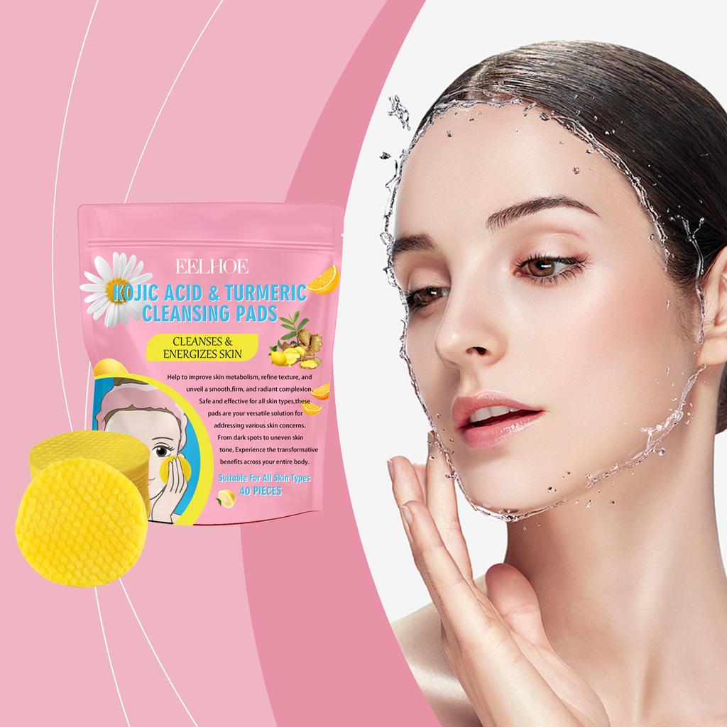 EELHOE Curcuma Kojic Acid Cleansing Pad Gentle Cleansing Skin Care Facial Pore Cleaning Pad
