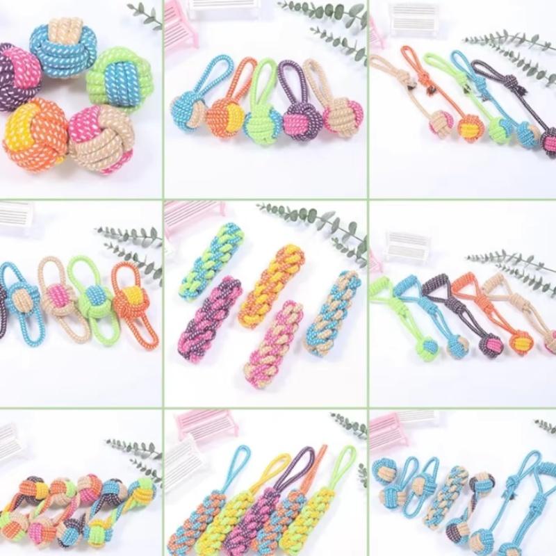 Mini Dog Toys Interactive Cotton Rope Chew Ball Toothbrush Puppy Toy for Teething Large Small Dogs Pet Accessories 5