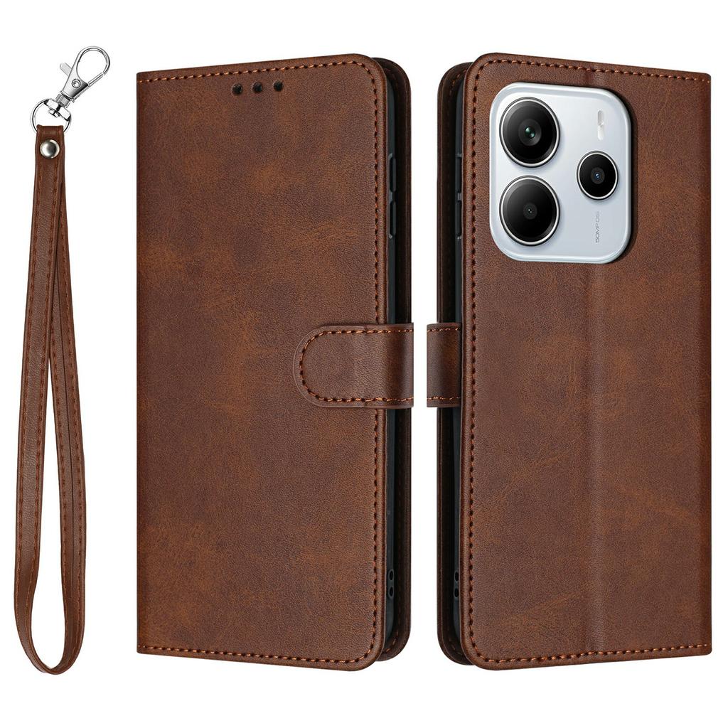 Für Xiaomi Redmi Note 14 4G (164,84 x 78,15 x 8,16 mm) Hülle Flip Ständer PU Leder Brieftasche Handyhülle Kalbsledertextur