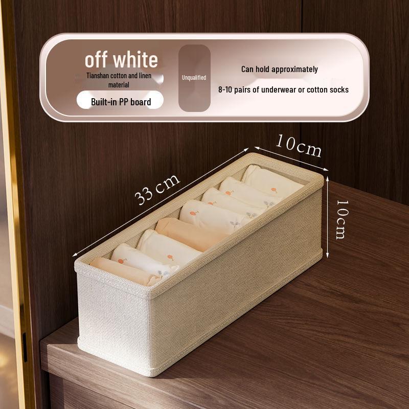 Tianshan Cotton & Linen Sock Box: Foldable, Washable Drawer-Style Wardrobe Organizer